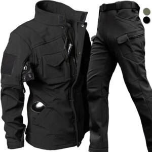 Windproof Waterproof Biker Suit Men Tactical Jacket Pants Sets Winter Shark Skin Military Soft Shell Uniform Warm Fleece Coats