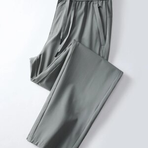 Summer Men's Casual Pants Korean Fashion Outdoor Ice Silk Light Cool Quick Dry Golf Pants Male Elastic Waist Straight Trousers