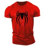 Summer Casual Sports T-shirt 2D spider print adult round neck short sleeve men's T-shirt loose comfortable quick drying tops