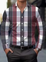 Men'S Fashion Print Shirt - Casual Polyester Long Sleeve Button-Down Lapel Collar Regular Fit Men's Clothing Men's Formal shirt