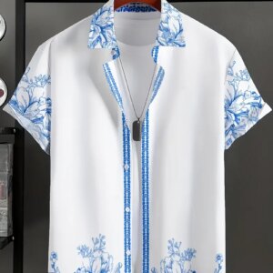 Hawaiian Shirt Summer Crisp Simple Everyday Men's And Women's Lapel Button-down Top Oversized Cool Casual Cloting