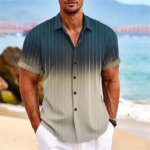 2024 Men's Gradient Striped Shirt Slim Breathable Fashion Short-sleeved High-quality Design Casual Button-down Shirts Male