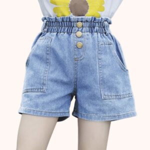 Children Jeans Boys Girls Cotton Shorts  Splice Stretch Denim shorts Korean Teenage Trousers Wear Kids Clothing DenimRipped