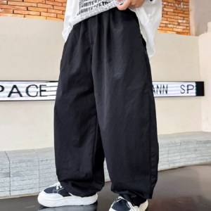 Boys Work Pants Spring Kids Thin Straight Trousers Autumn Fashion Wide-leg Pants Teen Casual Loose Simple Sweatpants 5-14 Years