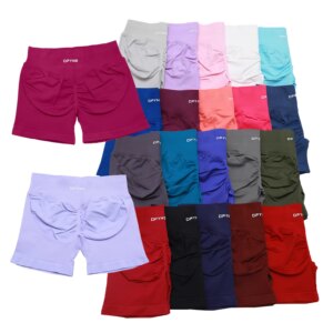 dynamic Impact Shorts with logo dyfine dyfne Ribbed Waist Band Yoga Shorts Seamless Scrunch Bum Workout Gym Short tights