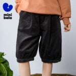 Mini Bala Boys and Girls Shorts Soft Corduroy Pumpkin Lantern Pants Baby Lightweight Casual Shorts