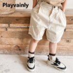 New Summer Children Casual Shorts Solid Color Elastic Waist Loose Short Pants Kids Boys and Girls Half Cargo Trousers A22296