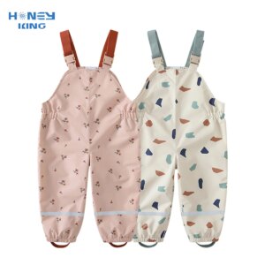 HONEYKING Children Waterproof Rain Pants Baby Jumpsuits Boys Girls Overalls Pants Fashion Kids Overalls
