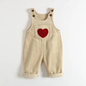 2024 New Baby Clothes Girl Embroidery Love Corduroy Overalls Retro Boy Ribbed Suspenders Jumpsuit Cotton Loose Children Trousers