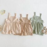 Children's solid color overalls 2025 new summer girls' stylish Korean version design casual pants baby pants thin