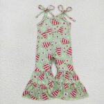 Wholesale Toddler Children Floral Green One-piece Kids Pants Infant Overalls Romper Baby Girls Christmas Cake Trees Jumpsuit