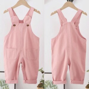 IENENS Girl Boy Overalls Dungarees 1-4Y Solid Color Children Long Pants Kids Jumpsuit Clothes Clothing Baby Trousers