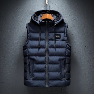 Vest Male Hooded Casual Loose Vest Jacket Mens New Autumn Warm Sleeveless Jacket Male Winter Casual Waistcoat Men Vest Plus Size