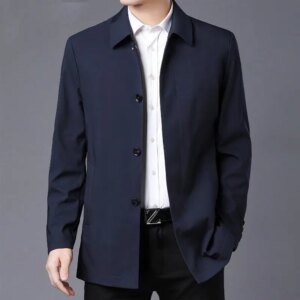 Casual Business Windbreak Jackets Men Coats Brand Top Quality Spring Men's Trench Coat Solid Color Mid-length Jacket male