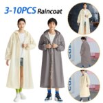 3-10PCS Disposable Adult Long Raincoat Windproof Hooded Rain Poncho Drawstring Long Hooded Rain Coats for Travel Emergency