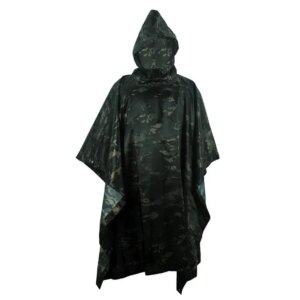 CP Black Tactics Portable Camouflage Waterproof Rain Protection Cape Adult Poncho Raincoat Cloak Travel Rainproof Motorcycle Man