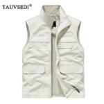 Summer Men Outdoor Cargo Breathable Sleeveless Vests Mens Fish Sport Multi Pocket Vests Coat Man Loose Casual Cardigan Waistcoat
