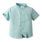 2024 New Children Boys Gentleman Shirts Kids Short Sleeve Casual Tops Infant Toddler Girls Blouse Formal Clothing Summer Clothes
