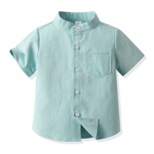 2024 New Children Boys Gentleman Shirts Kids Short Sleeve Casual Tops Infant Toddler Girls Blouse Formal Clothing Summer Clothes