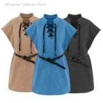 Children Boys Girl Medieval Renaissance Grooms Pirate Tunic Top Larp Costume Lace Up Shirt Middle Age Viking Cosplay Warrior Top