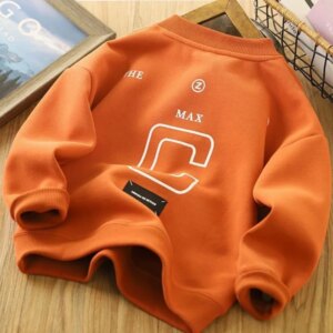 Boys Hoodies Sweatshirts Cotton Tops Outwear 2024 Orange Spring Autumn Kids Christmas Gift Teenagers Children's Clothing