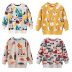 Jumping Meters New Arrival Autumn Winter Animals Print Boys Girls Sweatshirts Cotton Dinosaur Hoodies Children's Sport Shirt Kid