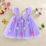 Toddler Kids Baby Girls' Summer Tulle Dress Butterfly Flower Princess Mesh Bow Wings Dress for Girls Birthday Party Mesh Dresses
