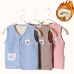 Kids Clothes Waistcoat Children's Vest  Boy Girl Thicken Velvet lining Keep Warm Jackets Vest Children's Clothing  Autumn Winter