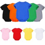 Summer Thin Solid Color Baby Short Sleeve Pure Cotton Romper Blue Green Red Yellow Bottomst Onesies 0-24M Newborn Home Bodysuit