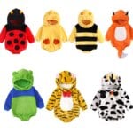 1 to 24 Months Baby Cartoon Bodysuit Autumn Winter Clothes Long Sleeve Hooded Bodysuit Animal Cosplay Costume Halloween