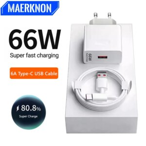 66W USB Phone Charger Fast Charging EU/US Plug Wall Charger 6A Type C Cable For Huawei Mate 40 50 60 Honor Quick Charger Adapter