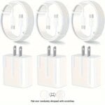 3 Sets 20W Fast Chargers for iPhone 15 and iPad - Compact Travel USB-C Adapter with 3.3ft Cable and US Plug