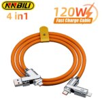 4 In 1 120W USB Type C to Type C IOS Cable 3 IN 1 PD 100W Fast Charging Data Cable for iPhone 11 12 13 14 15 Pro Max Samsung S24