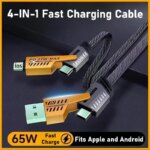 Super Fast Charging 65W Mobile Phone Data Cable 4-in-1 Alloy Mecha Charging Cable PD 27W Magnetic Head