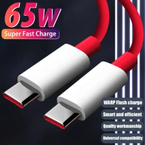 65W Quick Charge USB Cables for Oneplus Ace 12 11 USB C To Type C Super Fast Charging Phone Charger Data Line for Samsung Xiaomi