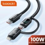 Toocki 2 in 1 Type C To Type C Cable For Huawei Xiaomi 12 Samsung S23 Fast Charging Lighting Display Cable For iPhone 14 13 12