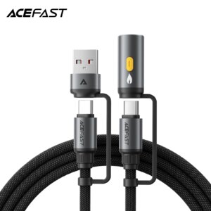 ACEFAST J6 Multi Function Cable with Electric Lighter 60W USB C to C Fast Charging Braided Wired Charging Cord For iPhone 15/16