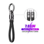 2in1 PD 240W USB Type C To Type C Fast Charging Cable Lanyard Keychain Data Cable For IPhone 15 16 Samsung Huawei Anti-lost Rope
