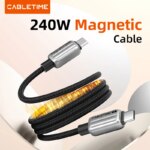CABLETIME Magnetic USB C to USB C Cable PD 240W PD3.1 Cable USB C Charger Cable Type C Fast Charging Cord for iPhone 16/15 ipad