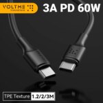 VOLTME PD 60W Type C to USB C Cable PD 3.0 Quick Charge Fast Charging Type C to Type C For Huawei Xiaomi Samsung Laptop