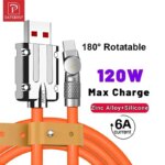 Oatsbasf 120W Charging Cable for iPhone16/16pro Etc Usb C Cable Type C Swivel Rugged Phone Charging Cable Phone Charger Line