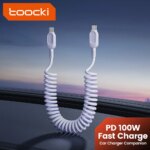 Toocki 100W 6A Spring Fast Charging Cable USB Type C Fast Charging Data Cord PD27W C-L/A-L Car Charger Cable For Iphone 16