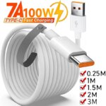 100W 7A USB Type C Cable Super Fast Charging Line for Samsung Xiaomi Huawei Mate 60 50 Honor POCO Quick Charge USB C Data Cord