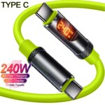 LED Display PD240W USB C to USB C Cable For iPhone 16 15 Pro 6A Fast Charging Type-C Data Cord For MacBook Pro Xiaomi Samsung 2M