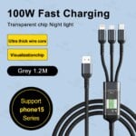 3 In 1 Usb 100w Cable For Fast Charging And Data Mini Usb Type C Micro Suitable For lphone Android Xiaomi Huawei Oppo Charging