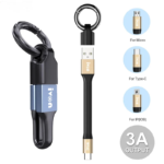 Portable Keychain USB Data Cable 2 in 1 3A Mini USB to Type-C LIGHTNING Micro USB Fast Charging Cable for iPhone Samsung Xiaomi