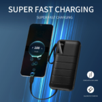 Portable 10000Mah Mobile Power Supply 22.5W Max, Input Micro Type-C Two-Way Charging, Usb-A Output, Built-In Cable, Suitable for Samsung Series, Android, Vivo, Xiaomi Redmi Oppo, Other Most Digital Products on the Market
