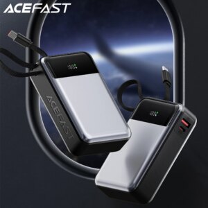 ACEFAST 20000mAh LED Digital Display Power Bank PD65W Quick Charging For iPhone 16/15 Pro Max Portable Battery with Type C Cable