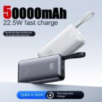 50000mAh High Capacity Power Bank 22.5W Portable Fast Charger External Spare Battery for iPhone Samsung Xiaomi