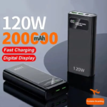 120W Fast Charging Power Bank 200000mAh Ultralarge Capacity Portable Digital Display External Battery For iPhone Samsung Xiaomi